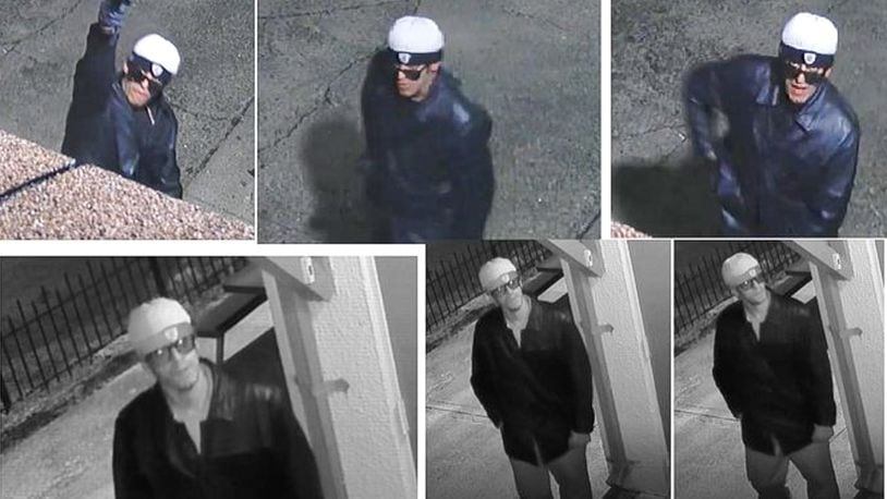 Police are looking for a suspect cuaght on surveillance cameras vandalizing the Islamic Society of Greater Dayton’s Al-Rahman Mosque on Feb. 28. SUBMITTED