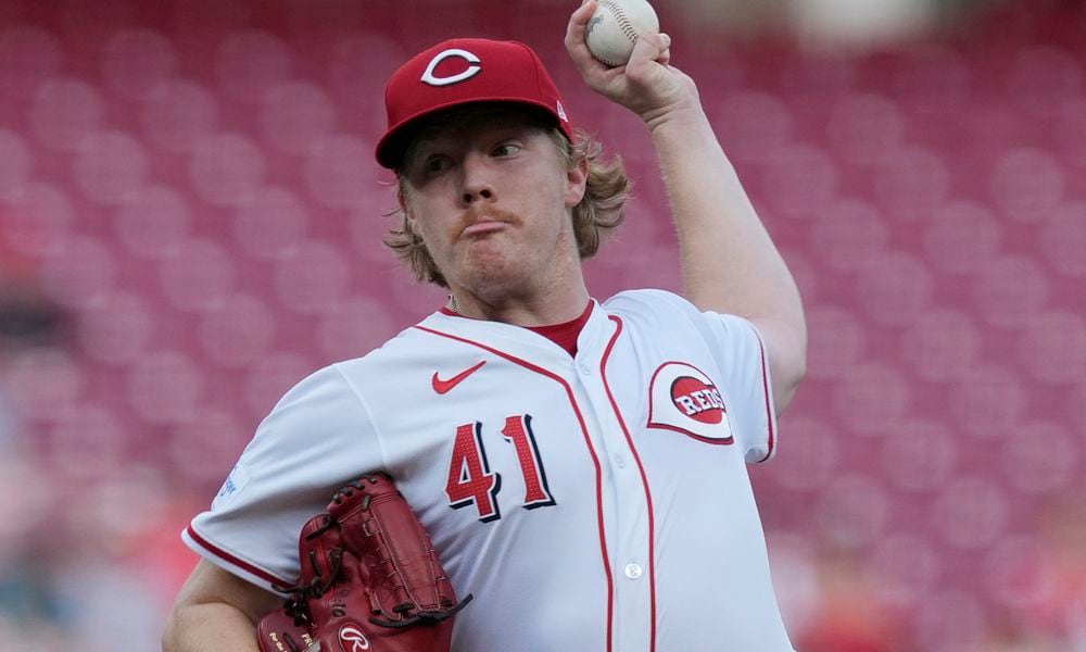 Cincinnati Reds starting pitcher Andrew Abbott throws to a San Diego Padres batter during the first inning of a baseball game Tuesday, May 21, 2024, in Cincinnati. (AP Photo/Carolyn Kaster)