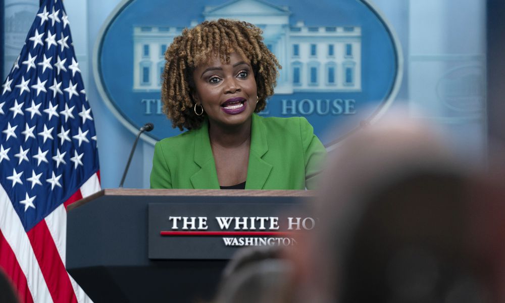 White House press secretary Karine Jean-Pierre speaks during the daily briefing at the White House in Washington, Thursday, Sept. 26, 2024. (AP Photo/Jose Luis Magana)