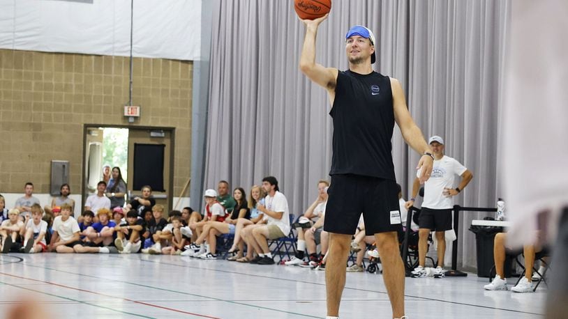 A basketball game called "One Special Game" was held for those with special needs during the Luke Kennard basketball camp at Camp Chautauqua Saturday, July 20, 2024. Camp attendees cheered on the players during the event. NICK GRAHAM/STAFF