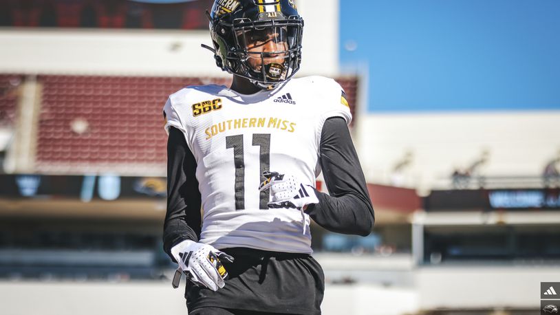 FILE - This photo provided by the University of Southern Mississippi Department of Athletics shows Southern Mississippi defensive back Marcus "MJ" Daniels Jr. on the Mississippi State University campus in Starkville, Miss., Nov. 18, 2023. (The University of Southern Mississippi Department of Athletics via AP, File)