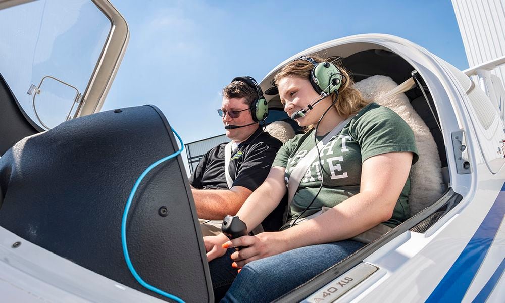 Savannah Oakley, right, plans to pursue a bachelors degree in aviation science and technology at Wright State. Courtesy of Wright State University.