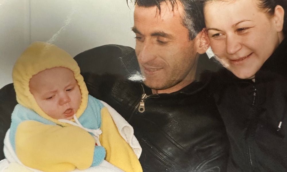 Mo and Mira Jusufi with their young son, Albert, before Mira left a refugee camp in Holland to come to America in August of 2001. Nine months later, Mo was able to follow them to Dayton. Today, Albert is 23, and he graduated last December from Wright State. CONTRIBUTED