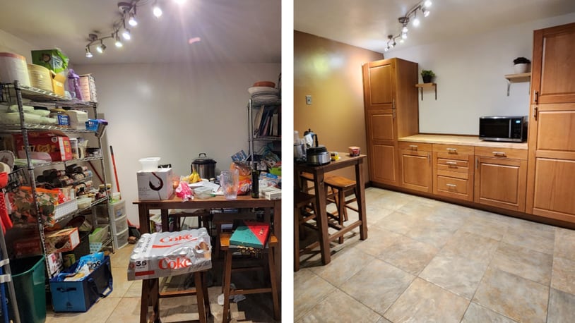 Before and after inside Cheryl Multhopp's Beavercreek home. She did a refresh to declutter and organize multiple spaces. CONTRIBUTED