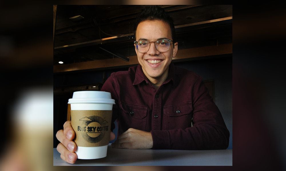 Matthew Stevenson is the owner of Blue Sky Coffee, a new coffee shop coming soon across the street from Wright State. MARSHALL GORBY\STAFF