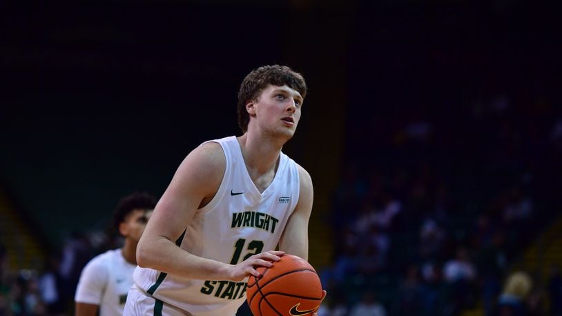 Wright State's A.J. Braun prepares to shoot a free throw against Milwaukee at the Nutter Center on Jan. 20, 2024. Joe Craven/Wright State Athletics