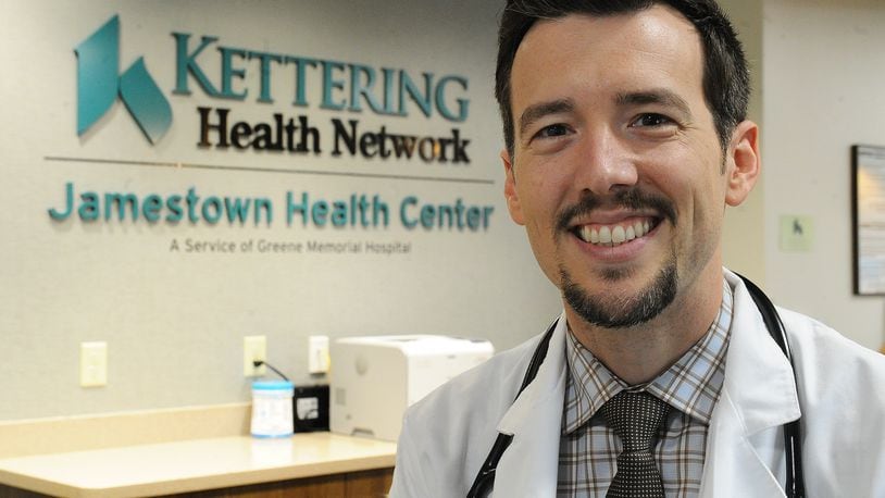 Dr. J. Wes Halderman, at the Kettering Jamestown Health Center is helping new medical residents learn to work in rural settings. MARSHALL GOEBY\STAFF