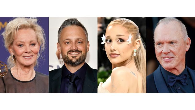 This combination of photos shows Jean Smart, from left, Nate Bargatze, Ariana Grande, and Michael Keaton, who will host upcoming episodes of "Saturday Night Live." (AP Photo)