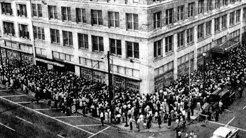 Elder-Beerman's downtown Dayton store, formerly the Home Store, during a sale in 1963. DAYTON DAILY NEWS ARCHIVES