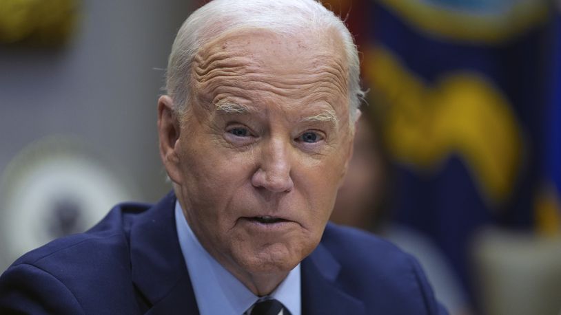 President Joe Biden delivers remarks on the federal government's response to Hurricane Helene and preparations for Hurricane Milton in the Roosevelt Room of the White House, Tuesday, Oct. 8, 2024, in Washington. (AP Photo/Evan Vucci)