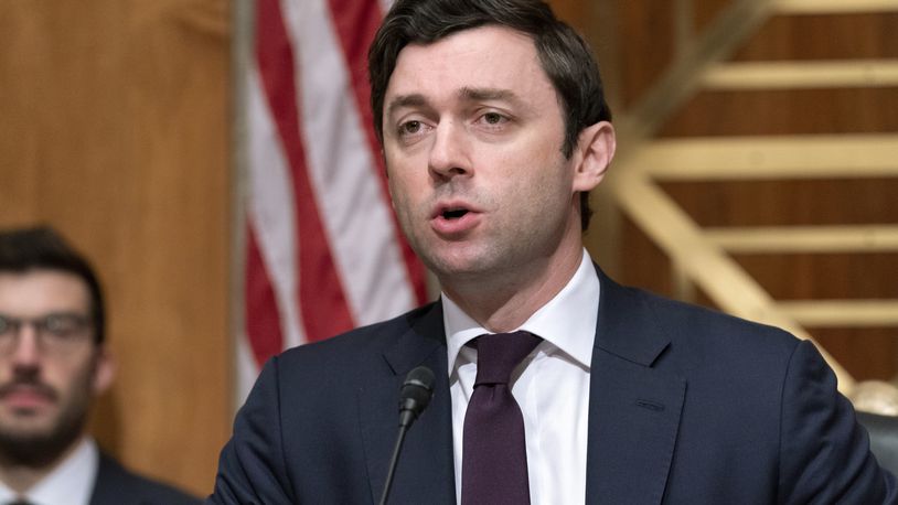 FILE - Chair of the Senate Homeland Security and Governmental Affairs Subcommittee on Investigations Sen. Jon Ossoff, D-Ga., speaks during the hearing on Sexual Abuse of Female Inmates in Federal Prisons, Dec. 13, 2022, on Capitol Hill in Washington. (AP Photo/Jose Luis Magana, File)