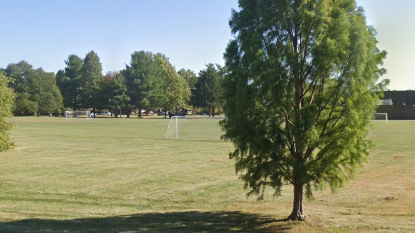 The Morgan Fields site is at the southwest corner of Dayton Street and East Enon Road on the west edge of Yellow Springs, on land currently used as soccer fields adjacent to Yellow Springs High School and Greene County Educational Service Center. Image from Google