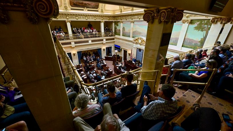 The Utah Senate convenes in a special session to consider a constitutional amendment at the Capitol in Salt Lake City on Wednesday, Aug. 21, 2024. (Scott G Winterton/The Deseret News via AP)