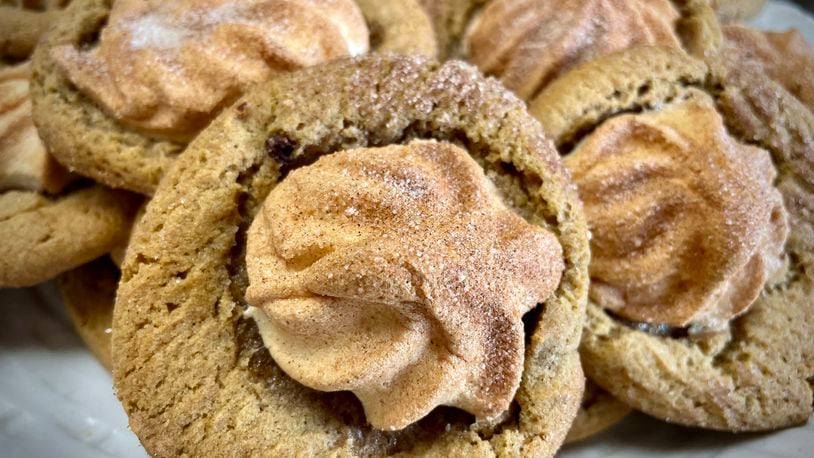 Ashley’s Pastry Shop in Oakwood has been known for its Sand Tarts, a brown sugar cookie with a dollop of meringue and a dusting of cinnamon sugar. NATALIE JONES/STAFF