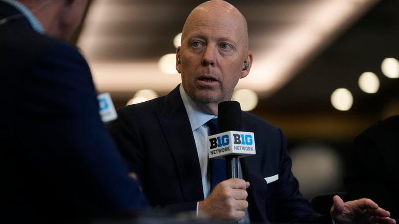 UCLA head coach Mick Cronin speaks during the Big Ten men's NCAA college basketball media day Thursday, Oct. 3, 2024, in Rosemont, Ill. (AP Photo/Erin Hooley)