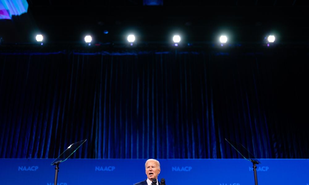  President Joe Biden addresses the 115th NAACP National Convention in Las Vegas on Tuesday, July 16, 2024. Democratic Party delegates have complained that the campaign has not adequately addressed concerns about Biden’s viability, either in public or in private communications with them. (Eric Lee/The New York Times) 