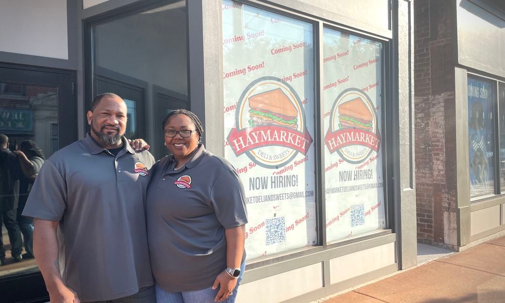 Haymarket Deli & Sweets is expected to open in spring 2025 on West Third Street in Dayton's Wright Dunbar neighborhood. Pictured are owners Shafton and LaShawn Greene. NATALIE JONES/STAFF