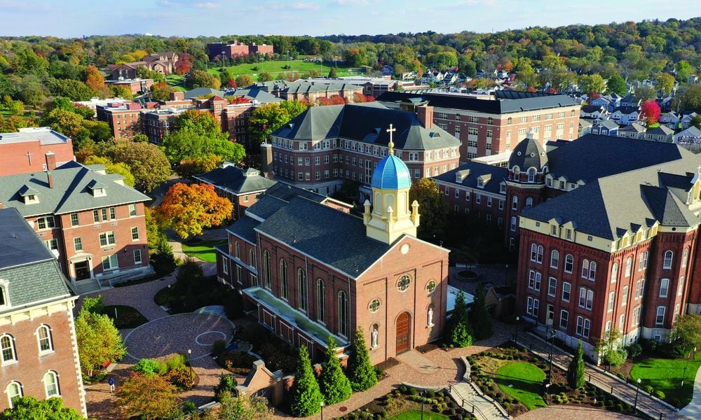 Aerial shot of the University of Dayton campus. FILE