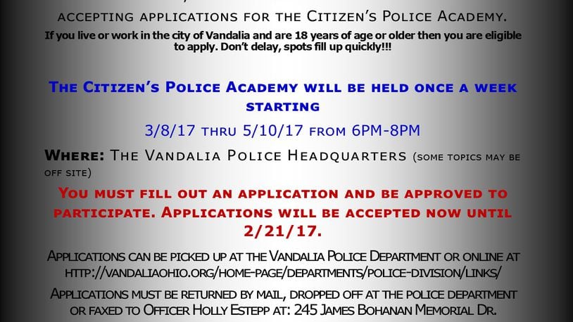 Citizen Police Academy flyer