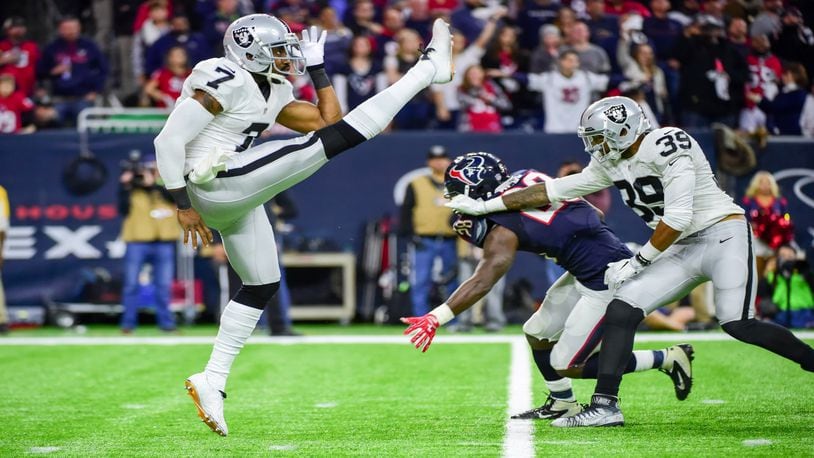 WATCH: Raiders punter Marquette King kicks football through