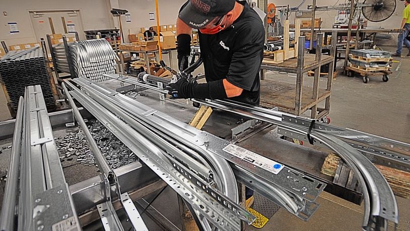 Inside the Clopay plant in Troy. The company is one of leaders in the making of garage doors.