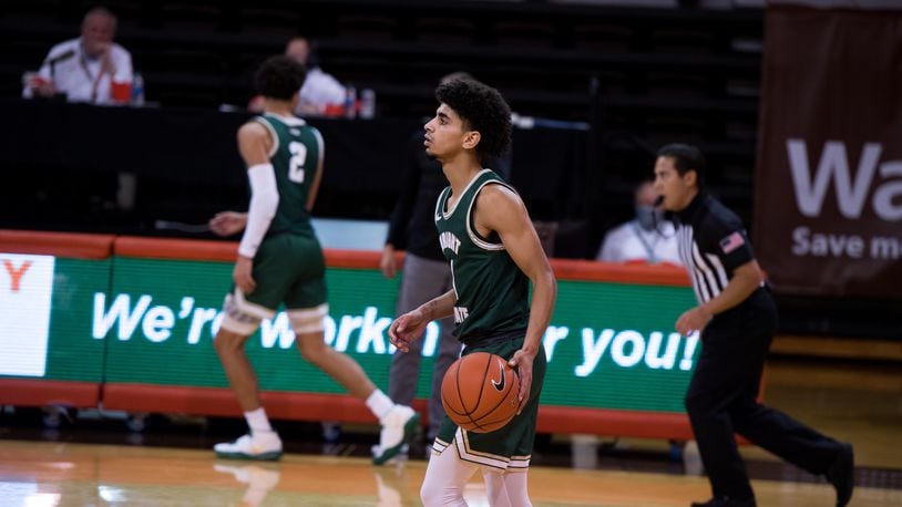 Wright State's Trey Calvin, shown here last week vs. Bowling Green, scored a career-high 19 points Saturday in the Raiders win at Detroit to open Horizon League play. Joseph Craven/Wright State Athletics