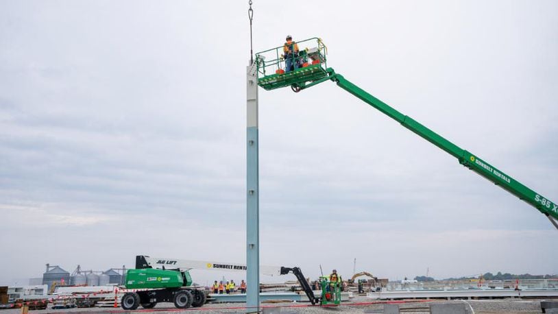 The first steel beam was installed at the Honda/LG Energy Solution joint venture battery plant site in Jeffersonville. Honda photo