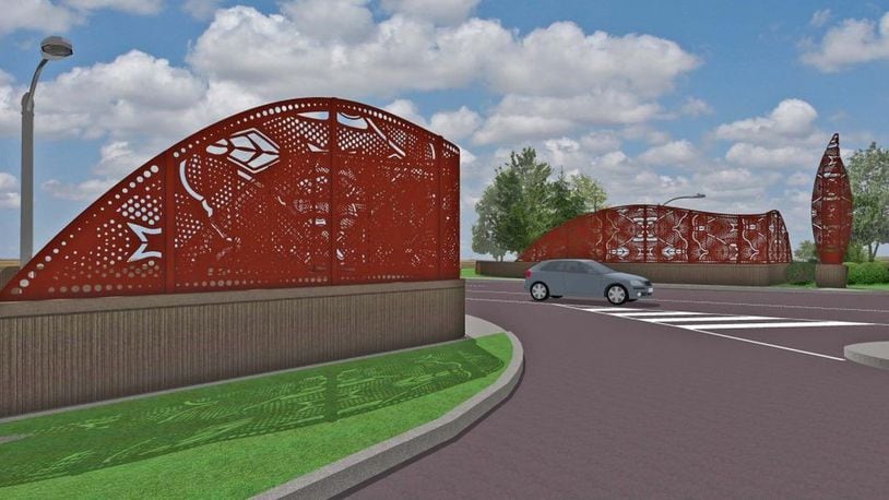 A rendering is shown of the $350,000 Shantz Avenue bridge art decoration project.