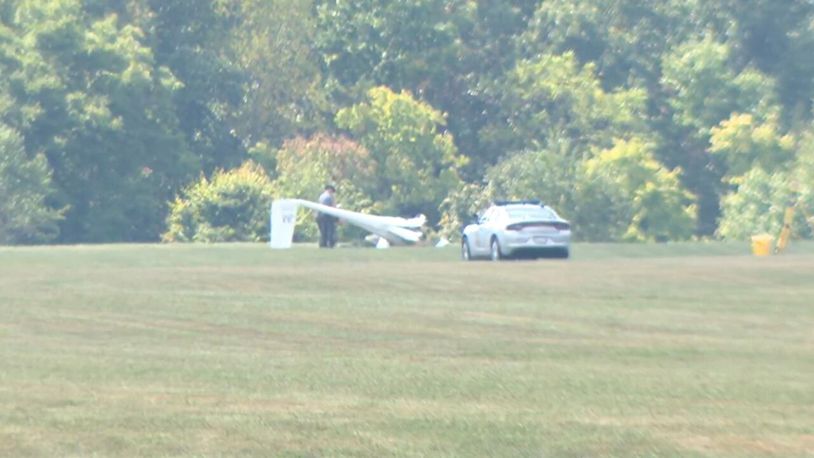 A man died after a glider crashed near Caesar Creek State Park on Friday, Aug. 30, 2024. ERICH CROSS, WCPO