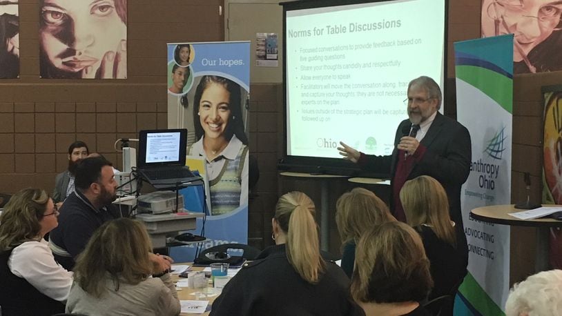 State Superintendent Paolo DeMaria speaks to educators and residents at a 2018 discussion of Ohio’s new strategic plan for schools. JEREMY P. KELLEY / STAFF