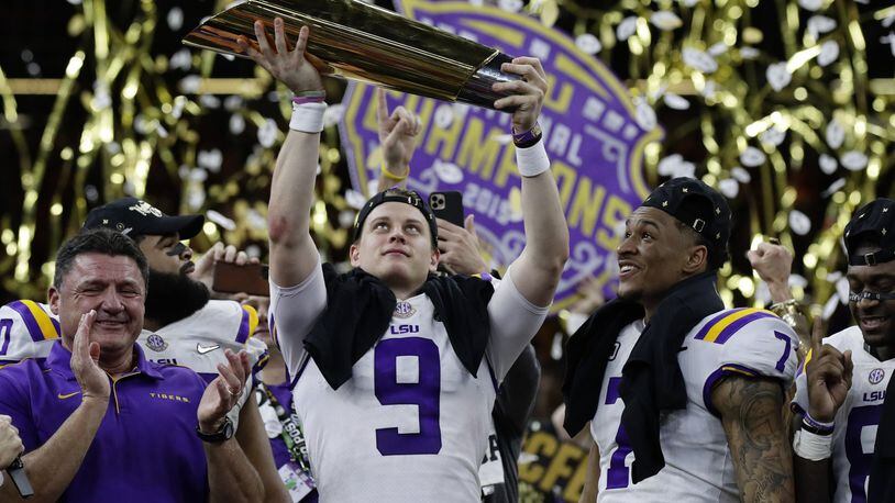 NCAA LSU Tigers 9 Joe Burrow White 2020 National Championship