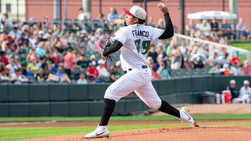 Dayton starter Jose Franco, shown earlier this season, pitched four scoreless innings in Friday's loss at West Michigan. Jeff Gilbert/CONTRIBUTED