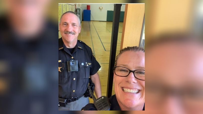 Retired Montgomery County Sheriff’s Deputy Gary Fulwiler, who retired in March, and Centerville Police Officer Tracy Sommers who plans to retire in September. The two school resource officers will be grand marshals of the 2024 Centerville-Washington Twp. Americana Festival.