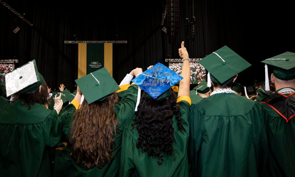 Wright State University students, families, faculty and staff celebrated the spring graduation ceremony at the Nutter Center, Saturday, April 27, 2024. ERIN PENCE PHOTOS / Wright State U.