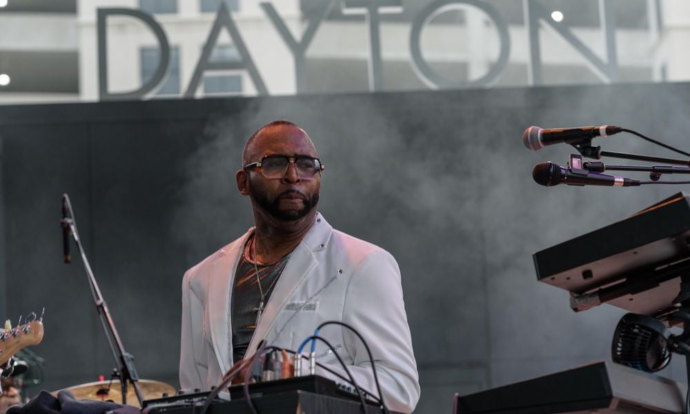 Deron Bell of Deron Bell Band performs at the 2023 Dayton Funk Festival at Levitt Pavilion. TOM GILLIAM / CONTRIBUTING PHOTOGRAPHER