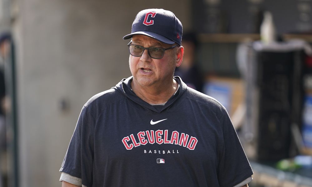 Cleveland Guardians manager Terry Francona looks on before the first inning of a baseball game against the Detroit Tigers, Sunday, Oct. 1, 2023, in Detroit. (AP Photo/Paul Sancya)