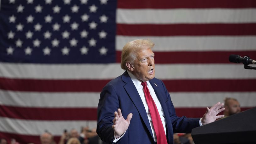 Republican presidential nominee former President Donald Trump speaks during a campaign event, Wednesday, Sept. 25, 2024, in Mint Hill, N.C. (AP Photo/Evan Vucci)