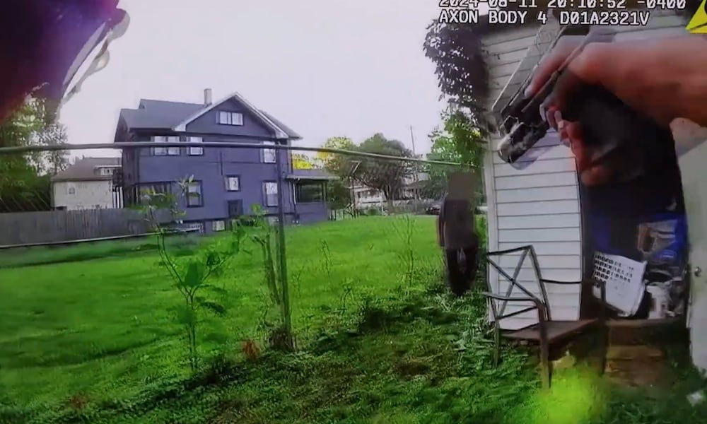 This is a screenshot from a Dayton police officer bodycam of an officer involved shooting on Sunday. BODYCAM