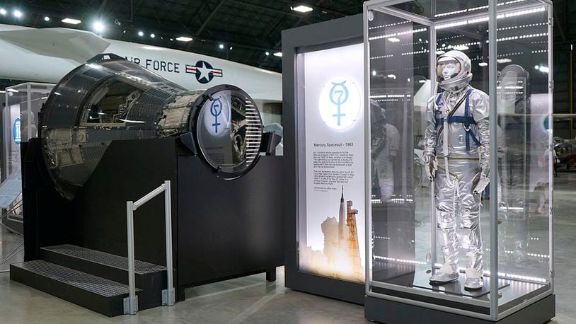 Mercury Space Suit reproduction on display in the Space Gallery at the National Museum of the U.S. Air Force. U.S. AIR FORCE PHOTO/KEN LAROCK