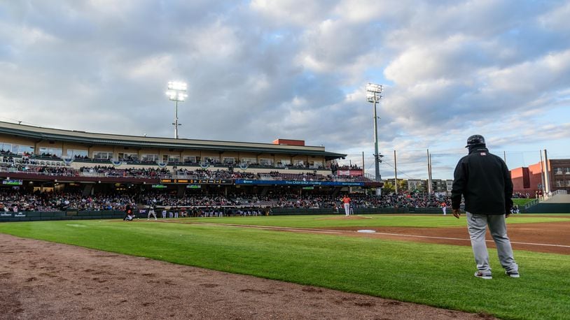 The Dayton Dragons and Lansing Lugnuts both played their opening games of the 2024 season on Friday, Apr. 5 at Day Air Ballpark in downtown Dayton. TOM GILLIAM/CONTRIBUTING PHOTOGRAPHER