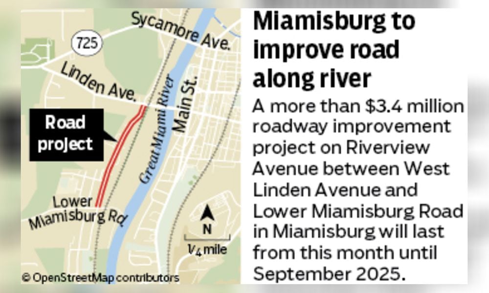 A more than $3 million roadway improvement project on Riverview Avenue between West Linden Avenue and Lower Miamisburg Road in Miamisburg will last from this month until September 2025.