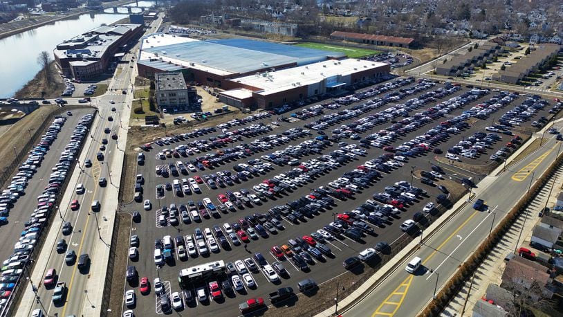 The first large tournament at Spooky Nook Sports at Champion Mill on B Street in Hamilton drew 15,000 people for volleyball Feb. 11, 2023. NICK GRAHAM/STAFF