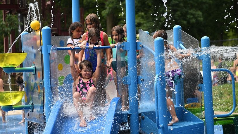 Children enjoy the water features at the Tippecanoe Family Aquatic Center in Tipp City during a hot summer day this year. CONTRIBUTED
