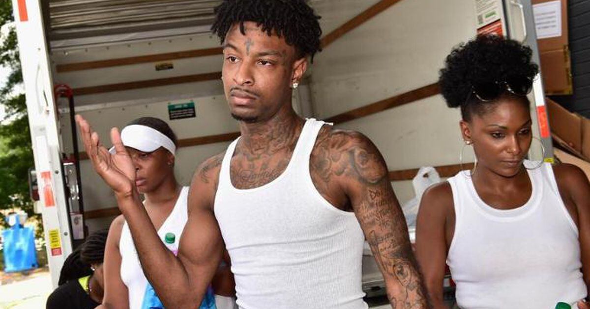 21 Savage attends 21 Savage & Congressman Hank Johnson Launch Bank