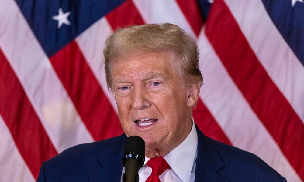 Former President Donald Trump speaks during a news conference held at Trump Tower, Friday, Sept., 6, 2024. (AP Photo/Stefan Jeremiah)