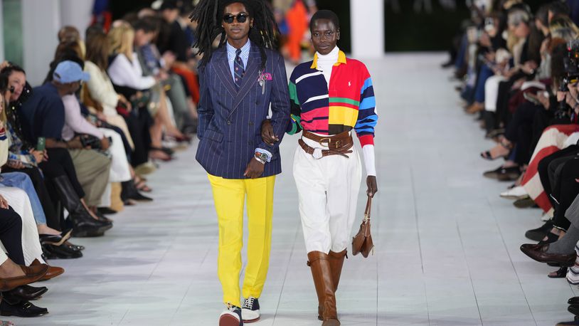 Models walk the runway during the Ralph Lauren Spring/Summer 2025 fashion show as part of New York Fashion Week on Thursday, Sept. 5, 2024, at Khalily Stables in Bridgehampton, N.Y. (Photo by Charles Sykes/Invision/AP)