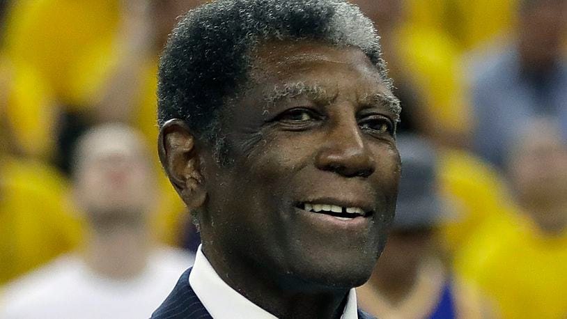 Former Golden State Warriors head coach Al Attles is shown during the first half of Game 2 of basketball's NBA Finals between the Warriors and the Cleveland Cavaliers in Oakland, Calif., Sunday, June 4, 2017. (AP Photo/Marcio Jose Sanchez, File)