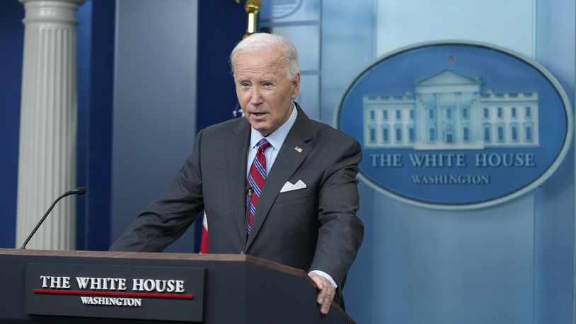 President Joe Biden speaks during a surprise appearance to take questions during the daily briefing at the White House in Washington, Friday, Oct. 4, 2024. (AP Photo/Susan Walsh)