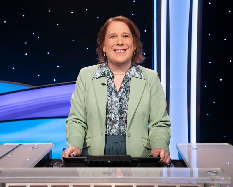 JEOPARDY! MASTERS - "Games 1 & 2" - The ÒJeopardy! MastersÓ tournament returns as contestants Amy Schneider, James Holzhauer, Matt Amodio, Mattea Roach, Victoria Groce and Yogesh Raut face off to win the grand prize of $500,000 and the chance to be crowned ÒJeopardy! MastersÓ champion. (Disney/Eric McCandless)
AMY SCHNEIDER