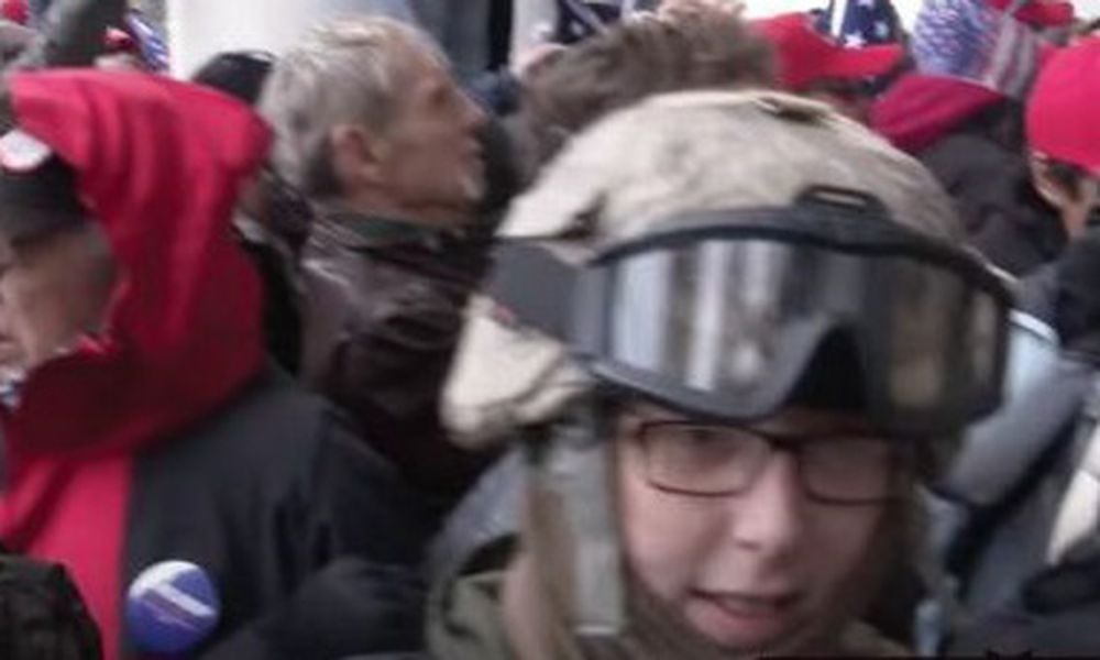 Jessica Watkins of Champaign County is shown Jan. 6, 2021, outside the U.S. Capitol. This image was included in an affidavit filed in U.S. District Court for the District of Columbia as part of a criminal complaint against Watkins for her alleged involvement in the deadly U.S. Capitol riot.